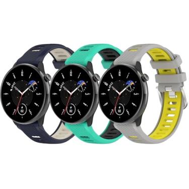 Imagem de QIEMUTER Pacote com 3 pulseiras compatíveis com Amazfit Bip 3/Bip 3 Pro/Bip U Pro/Bip/Bip Lite/Bip S/Bip U, pulseira esportiva de silicone macio de liberação rápida de 20 mm para Amazfit GTR Mini/GTS,