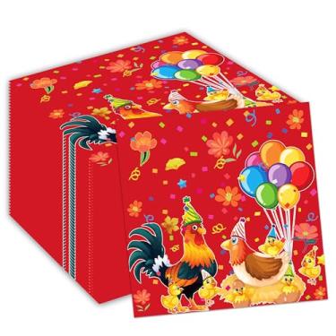 Imagem de Guardanapo de papel de galinha 40 peças guardanapos de festa de galinha galo descartável guardanapo de papel de fazenda decorativo papel de jantar guardanapo de papel temático de fazenda guardanapos