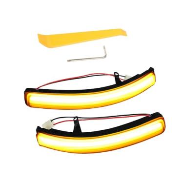 Imagem de REPAIROCK Luz de seta do espelho frontal esquerdo direito de LED para carro adequada para Ford Explorer 2011-2019 Nº BB5Z-13B375-A/BB5Z-13B374-A - Pacote com 2 peças de reposição automotivas amarelas