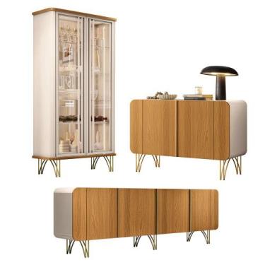 Imagem de Conjunto 1 Cristaleira e 2 Buffets Évora/Saluti/Benvenuto Off White/Ci