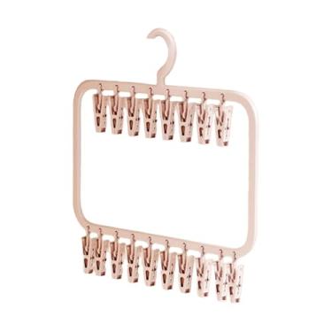 Imagem de WeiLaiKeQi Rack de secagem de meias penduradas secador de seco rotativo Clipes de gancho à prova de vento cabide de secagem para insolas roupas sutiã casa, Camada única