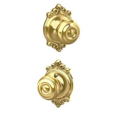 Imagem de SCHLAGE Maçaneta de passagem georgiana F10 GEO 605 BRK Brookshire Collection, latão brilhante