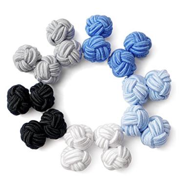 Imagem de Abotoaduras de tecido de seda HONEY BEAR, conjunto de 5 pares para presente de camiseta masculina