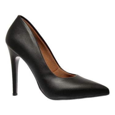 Imagem de Scarpin Preto Planet Franca Sapato Feminino Salto Alto Bico Fino, 37, 