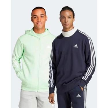 Imagem de Kit Blusa de Moletom Masculina Adidas Essentials 3 Stripes + Jaqueta de Moletom Capuz Zíper Future I-Masculino