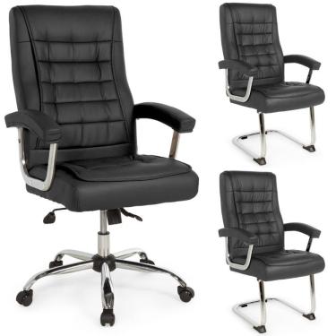 Imagem de Kit 1 Cadeira Presidente + 2 Fixa Presidente - Preto