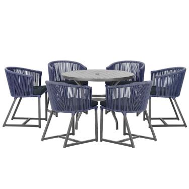 Imagem de Mesa com 6 Cadeiras de Jantar Roma 120cm e Noronha em Alumínio