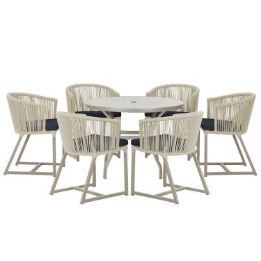 Imagem de Mesa com 6 Cadeiras de Jantar Roma 120cm e Noronha em Alumínio