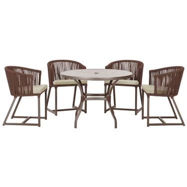 Imagem de Mesa com 4 Cadeiras de Jantar Roma 100cm e Noronha em Aluminío