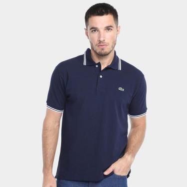 Imagem de Camisa Polo Lacoste Casual Masculina, Marinho, Branco, G
