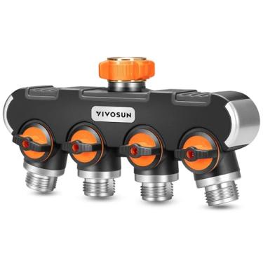 Imagem de VIVOSUN 4 Way Mangueira de jardim divisor de mangueira de água conector, adaptador de torneira com aderência emborrachada confortável para irrigação por gotejamento, gramados