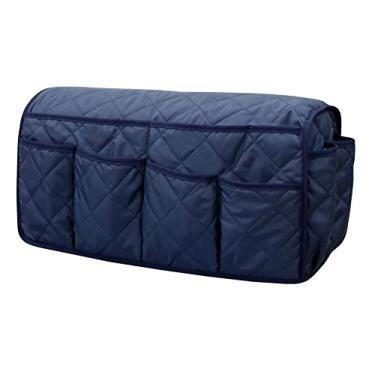 Imagem de Bellcon Organizador De Apoio Braço Para Sofá Azul Marinho, Poltronas Reclináveis, Suporte Controle Remoto Com 14 Bolsos, Celular E Ipad,