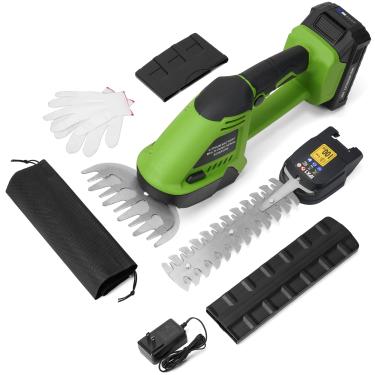 Imagem de CURECURE Aparador De Cerca Viva Sem Fio 20 V, Elétrico Arbustos 2 Em 1 E Tesoura Grama Com Bateria 2000 Mah, Motor 1300 Rpm, Lâmina 65 Mn, Seguro Fácil Usar, Tesoura/Cortador Para Jardim, Quintal Gr
