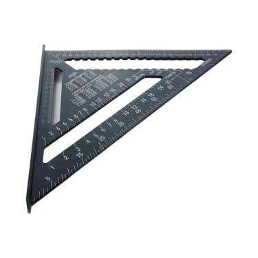 Imagem de Régua Triangular Transferidora De Carpinteiro Quadrada De Metal De Lig