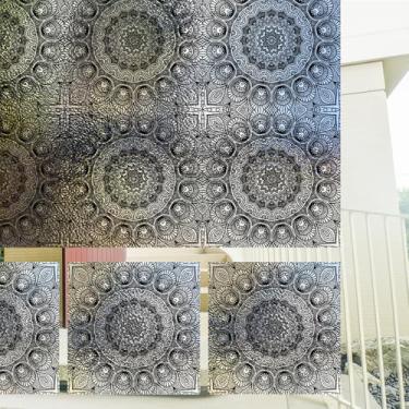 Imagem de funlife Azulejos de película de privacidade de janela quadrada pré-cortados sem costura, proteção UV decorativa aderência estática removível opaca dupla face revestimentos adesivos de vidro para