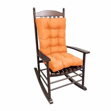 Imagem de psmacra Almofada para cadeira de balanço, conjunto de almofadas espessas para assento e cadeira traseira, almofadas de cadeira de pátio espessas macias para ambientes internos/externos (laranja)