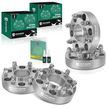 Imagem de YHTAUTO Espaçadores de roda centrados em cubo de 15,5 cm x 1,5 polegadas para Chevy Silverado 1500, GMC Sierra 1500 e modelos Cadillac Espaçadores de pneu com parafusos M14 x 1,5 polegadas 78,1 mm