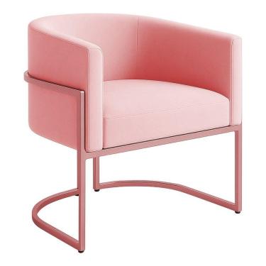 Imagem de Poltrona Decorativa Luana Veludo Com Pés De Ferro Rosê 7 Decor Rosa