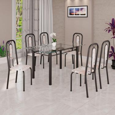 Imagem de Conjunto Sala de Jantar com 6 Cadeiras Lívia Bege / Preto