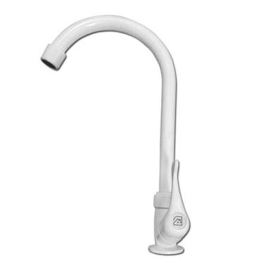 Imagem de Torneira Branca Bancada Para Cozinha Bica Móvel Alta 1/4 - Taivi