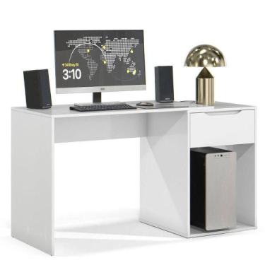 Imagem de Mesa Escrivaninha 1 Gaveta Com Suporte Para Cpu Flop Branco - EJ MÓVEI