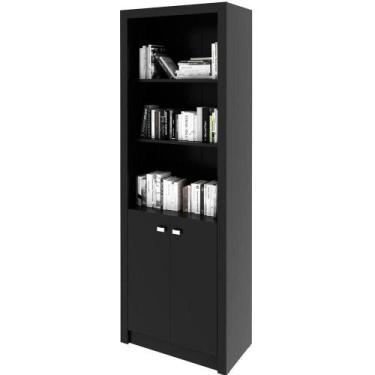 Imagem de Estante Armário Alta Livreiro Multiuso Office 2 Portas Preto - TECNOMÓ