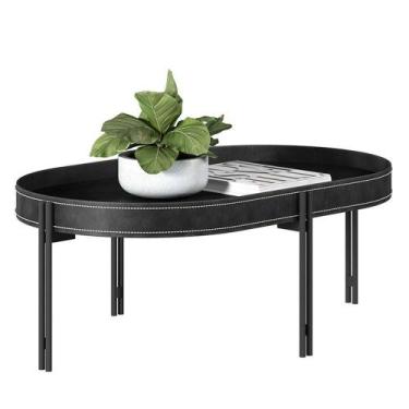 Imagem de Mesa de Centro Com Tampo Arredondado Mônica Preto - LINEA BRASIL