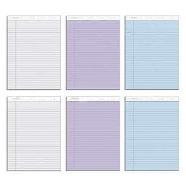 Imagem de TOPS 21,5 x 28 blocos legais, pacote com 6, marca Prisma, 2 cinza/2 azul/2 roxo, pautado largo, 50 folhas por bloco de escrita, feito nos EUA (63116)