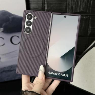 Imagem de YOGISU Capa magnética com estampa luxuosa para Galaxy Z Fold6, capa protetora fina e magnética (para Galaxy Z Fold6/roxa)