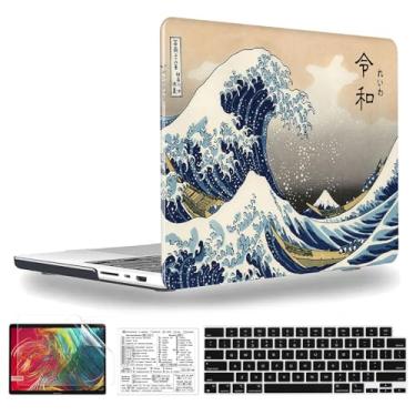Imagem de QCzyc Capa compatível com MacBook Pro de 14 polegadas, versão 2021-2024, M3, A2918, A2992, M2, A2779, M1, A2442 Pro/Max, capa de plástico rígido, capa de teclado e adesivo de teclado Mac OS (Sea Wave)