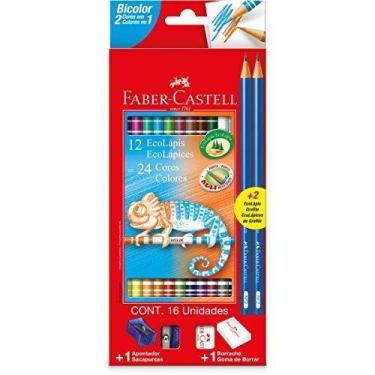 Imagem de Lapis De Cor Redondo Ecolapis Bicolor 24 Cores - FABER-CASTELL