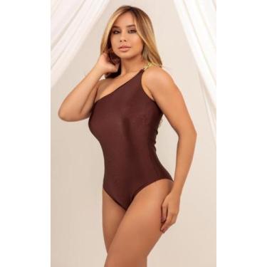 Imagem de Maiô body ombro único com bojo alça única corrente forrado - Tropicana