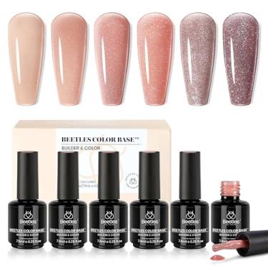 Imagem de beetles Gel Polish Esmalte Em Rubber Base Color, 6 Cores, 5 1, Nude, Neutro, Transparente, Rosa Pêssego, Glitter, Para Unhas Finas, Soak Off Art Design Gifs Mulheres