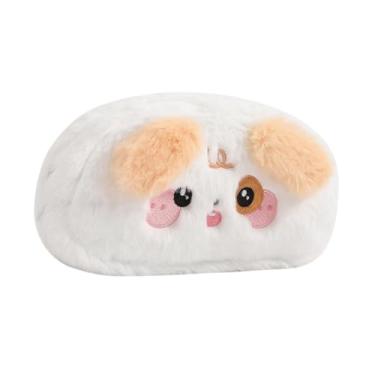 Imagem de ＫＬＫＣＭＳ Estojo de Lápis de Pelúcia para Crianças E Adolescentes Acessórios Escolares, Branco cáqui