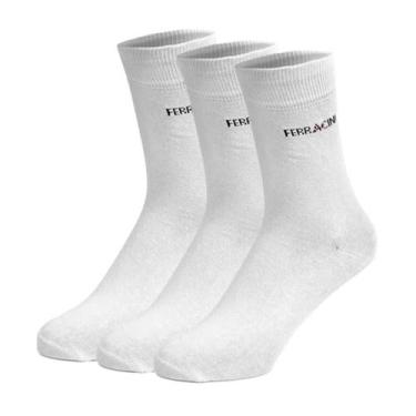 Imagem de Kit com 3 Meias Masculinas Ferracini Algodão Confortável, Branco, Únic