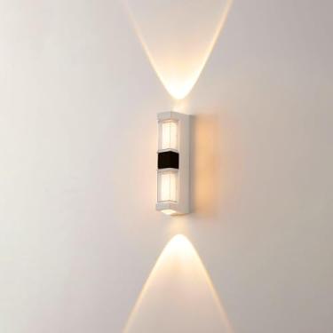 Imagem de Candeeiros de parede LED para ambientes externos, IP65, à prova d'água, de alumínio, arandelas externas, iluminação para cima e para baixo, luzes de parede internas/externas para varanda e pátio