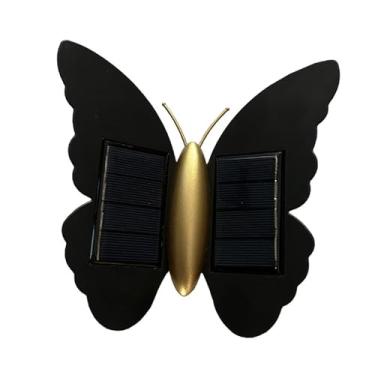 Imagem de Bothyi Luminária de parede solar borboleta, iluminação decorativa para quintal externo, lâmpada de parede para jardim, entrada, gramado, corredor, casa de, Luz Amarela Quente