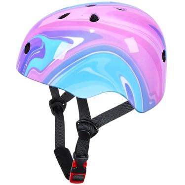 Imagem de Bienbee Capacete infantil, capacetes de skate para bicicleta, equilíbrio de bicicleta, scooter para meninas e meninos de 1 a 3 a 5 a 8 a 14 anos, rosa, roxo e azul fluido P