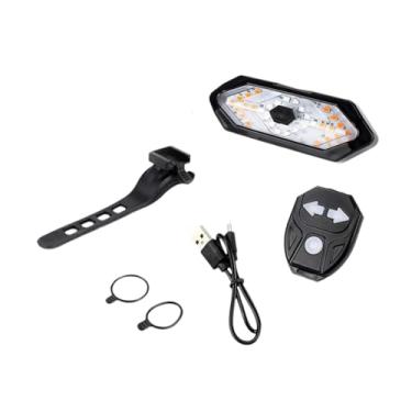 Imagem de IEUDNS Seta para bicicleta com controle remoto, acessórios para bicicleta de estrada para adultos, peças brilhantes, luz de advertência recarregável, luz