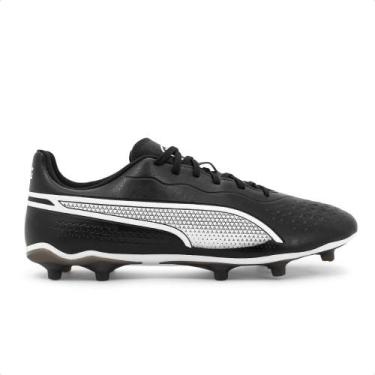 Imagem de Chuteira Campo Puma King Match FG/AG Masculino, 43, Preto, Branco