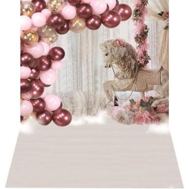 Imagem de Fundo Fotográfico Newborn Tecido Cavalinho Balões 1,50X2,20 - Mix esti