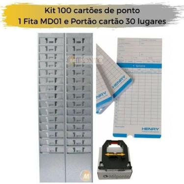 Imagem de Kit Porta Cartão 30 lug. + 100 cartões de ponto e fita MD01 - MD01 Mil