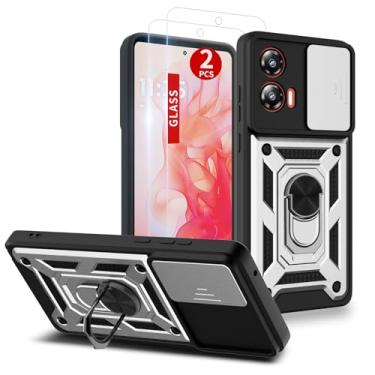 Imagem de Capa para Moto G-Stylus 5g 2024: com protetor de tela de 2 peças, capa de câmera deslizante e suporte para capa de celular Moto g-Stylus 2024, prata