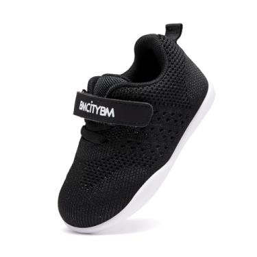 Imagem de BMCiTYBM Tênis de caminhada de malha para bebês, sapatos respiráveis para meninos e meninas, 2 - preto, 18-24 Months Toddler