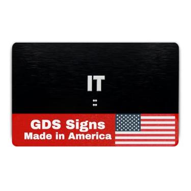 Imagem de Placa IT (Tecnologia da Informação) - Placa utilitária compatível com ADA, letras elevadas, braille de grau 2, preto escovado, certificado de inspeção TCO, pronto para instalação (17 cm L x 10 cm A)