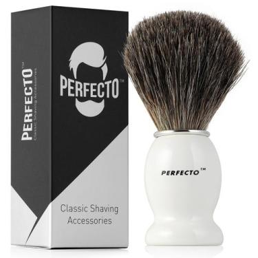 Imagem de Pincel de barbear Perfecto 100% Pure Badger White Handle