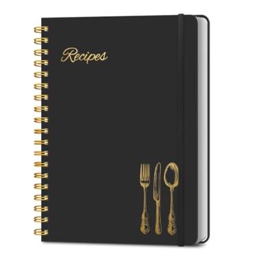 Imagem de LuBudingJoy Blank Recipe Book to Write in Your Own Recipes. Sprial Hardcover Blank Cookbook, Recipe Journal Hold 130 Recipes(Black)