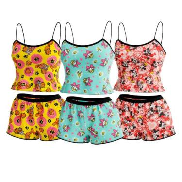 Imagem de Kit 3 Pijama Short Doll Baby Personagem Verão Adulto - FRISTYLE, Multi