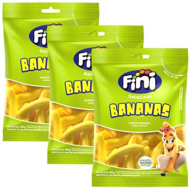 Imagem de 3 Packs de Balas de Gelatina Bananas 90G - Fini