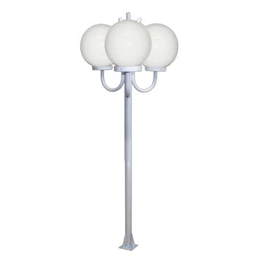 Imagem de Poste Luminária Globo G Triplo Braço Curvo Cima Branco 200cm